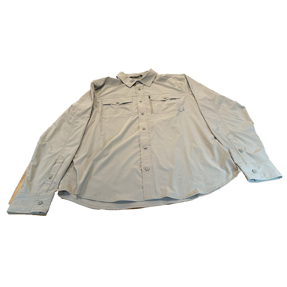Outdoor Research Shirt Mens Beige Button Up Long Sleeve Hiking Fishing Size L